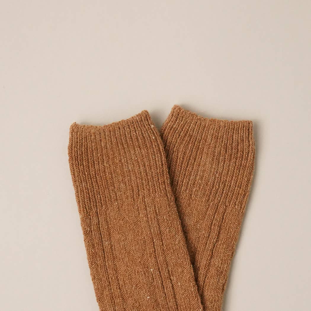 Women's Rib Knitted Wool Blend Crew Socks.