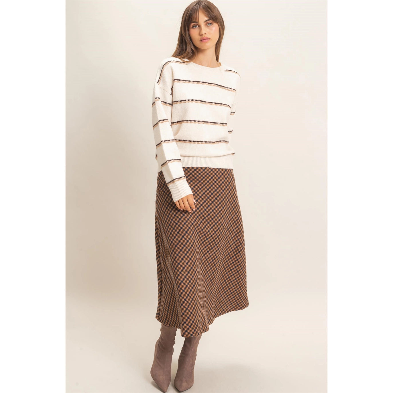 Checkered A-Line Skirt