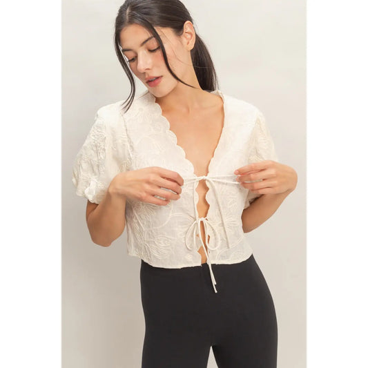 Brittany Floral Tie-Front Peplum Top