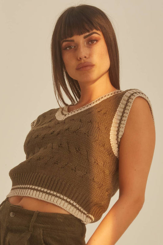 Gabrielle Cable Knit Vest