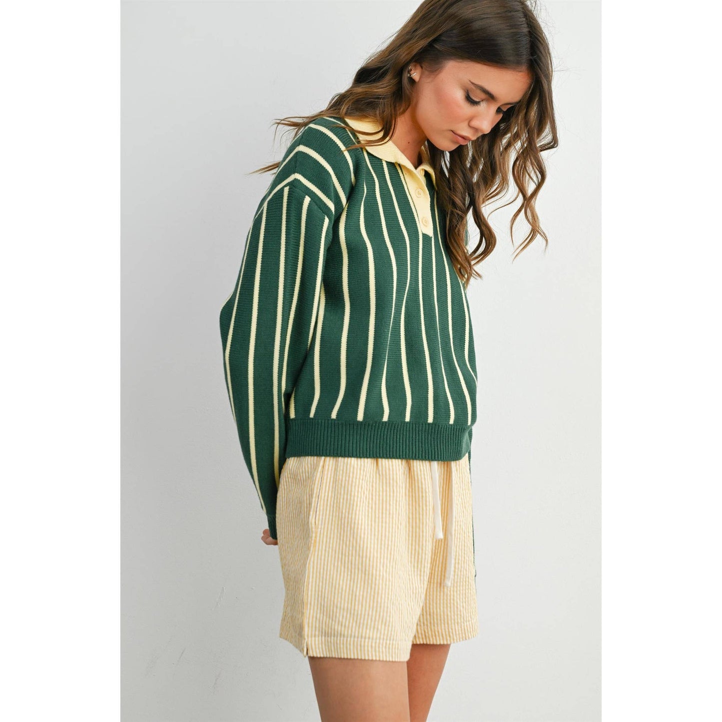 Aria Collared Striped Polo Sweater