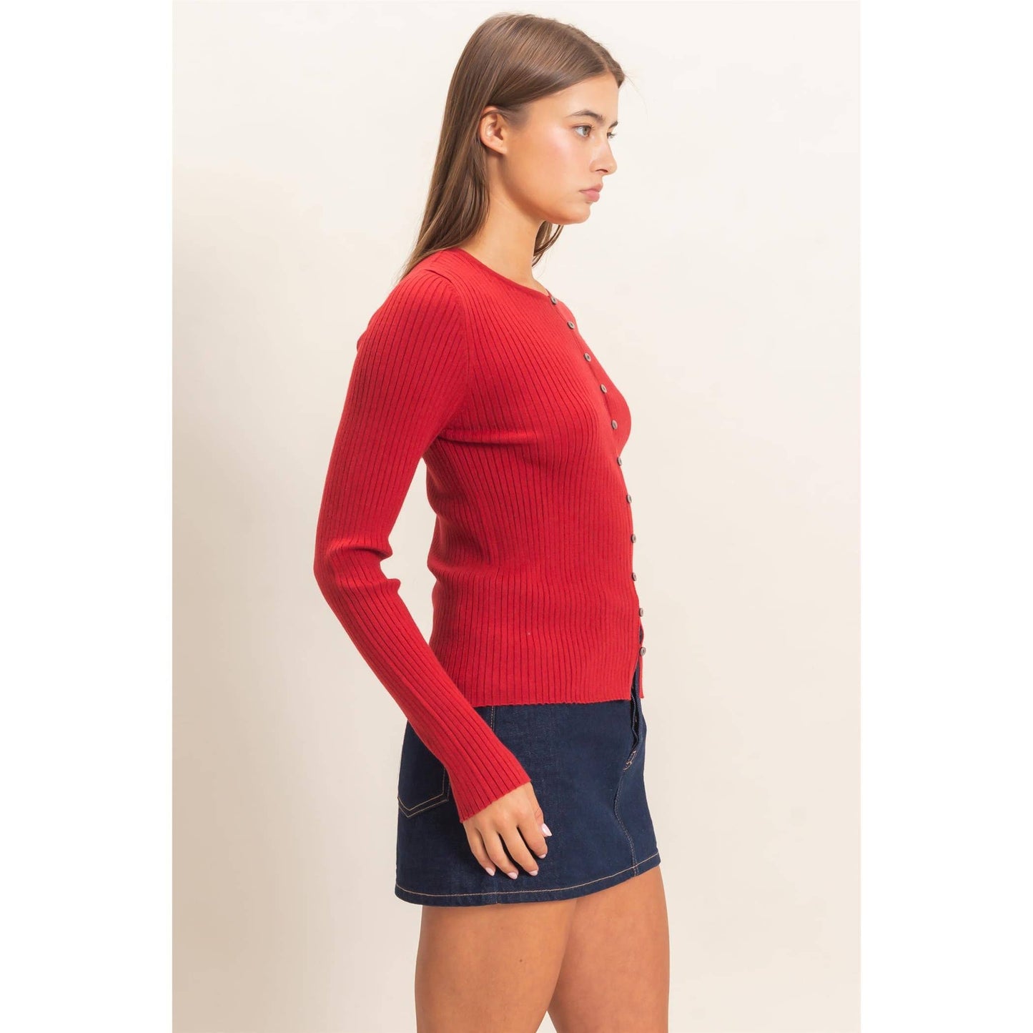 Blake Ribbed Button Front Cardigan