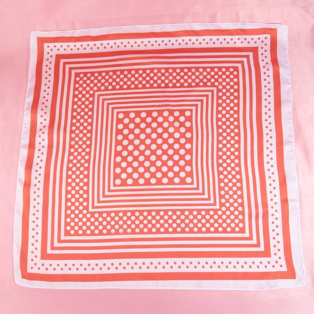 Polka Dot Concentric Square Print Satin Scarf