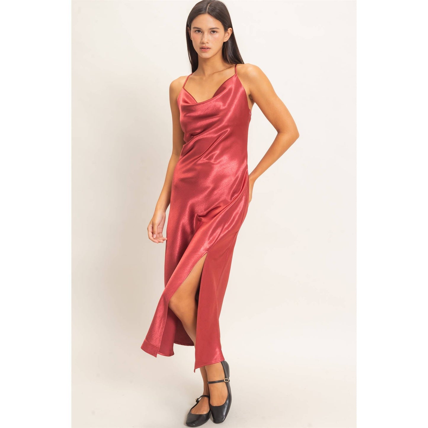 Lucy Cowl Neck Satin Slip Dress