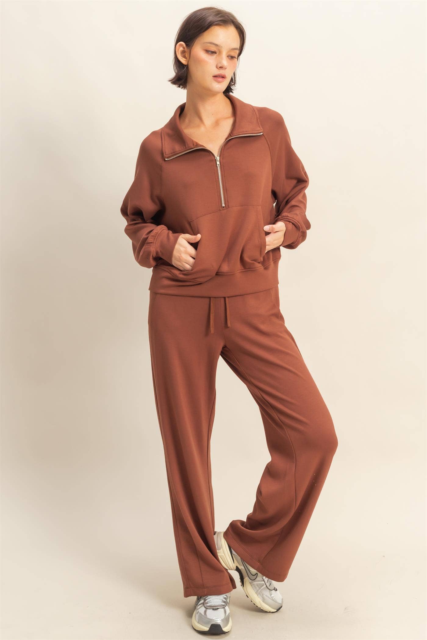 Scuba Wide-Leg Drawstring Sweatpants