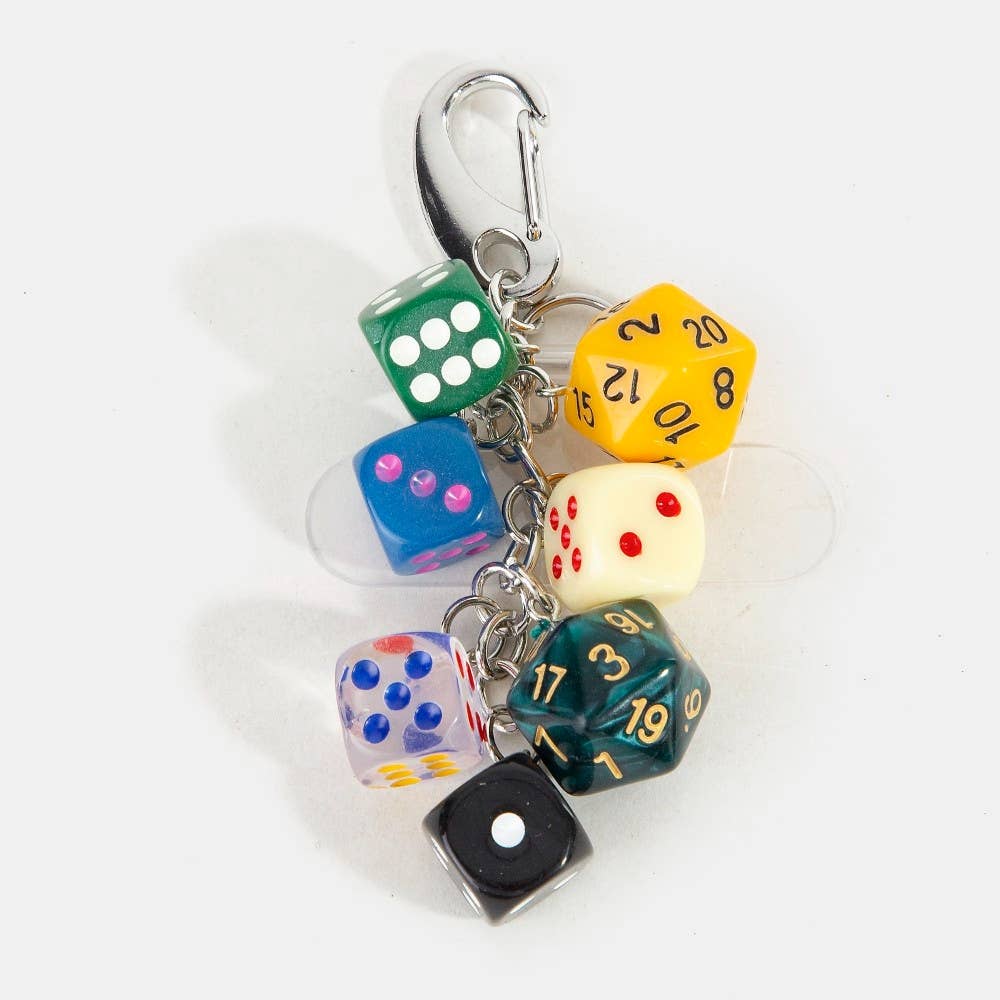 Mixed Seven Dice Chain Bag Charm