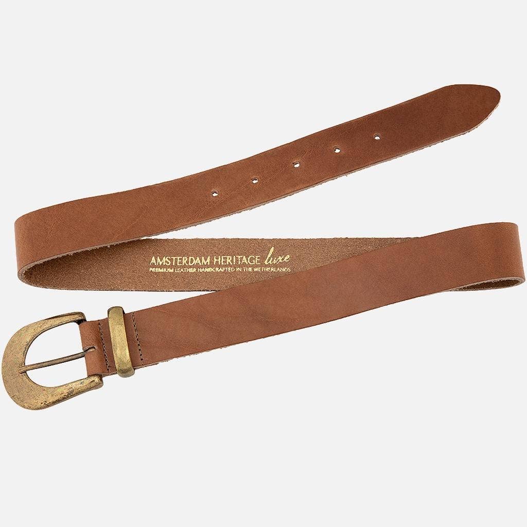 Andrea |  Gold Buckle Leather Belt Women