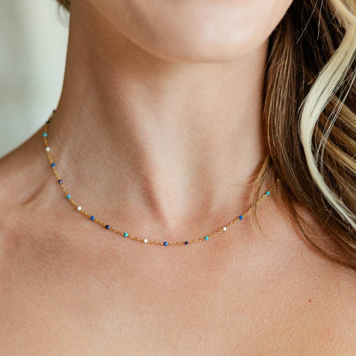 Sweetly Colored Delicate Chain Necklace
