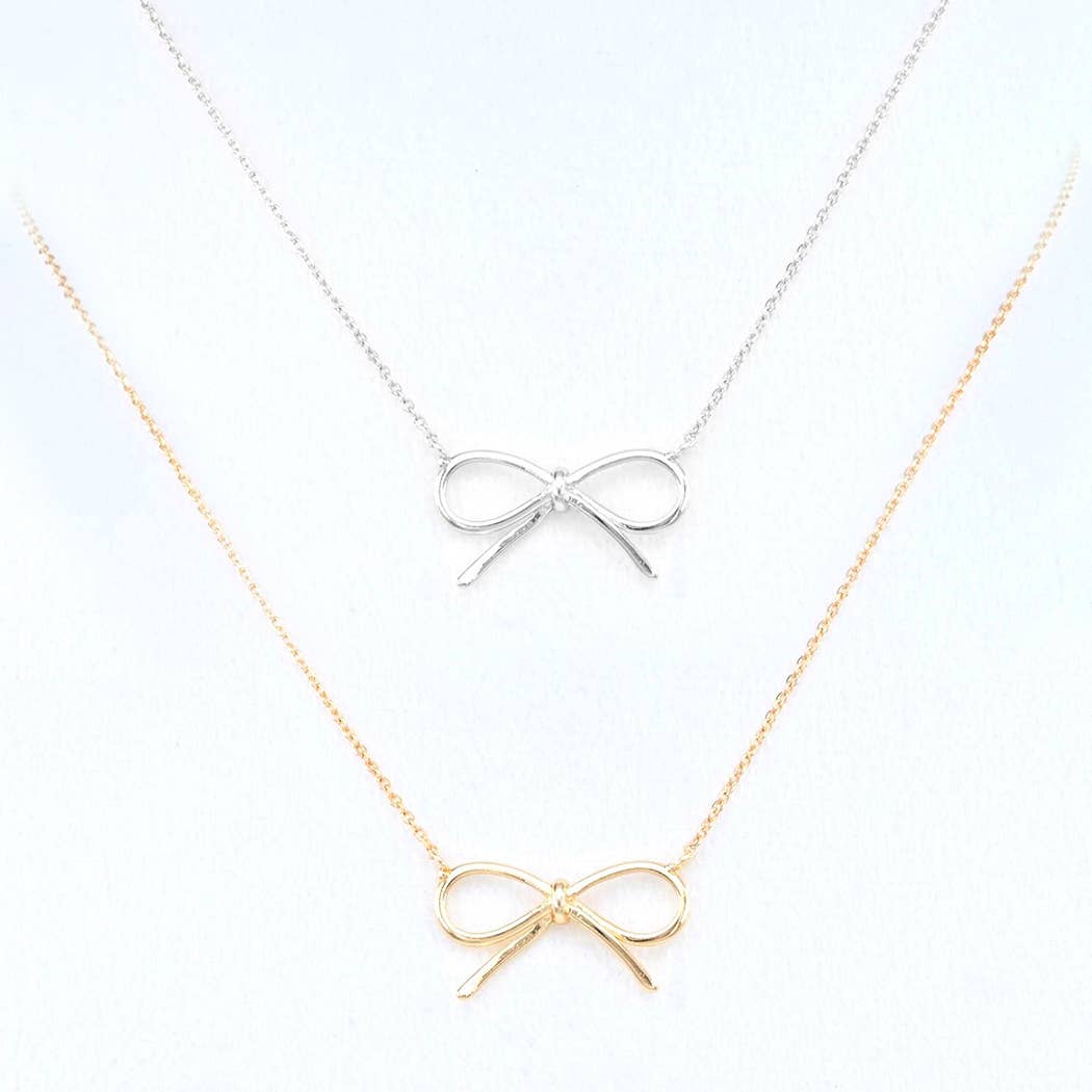 Tied Wire Bow Ribbon Design Necklace