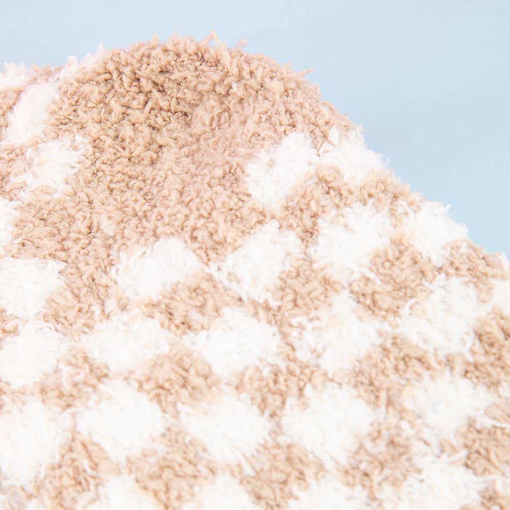 Checkerboard Cozy Fuzzy Crew Socks