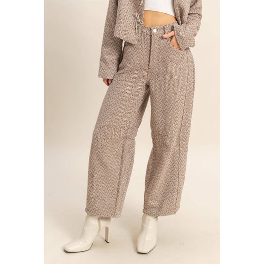 Noel Herringbone Barrel Pants