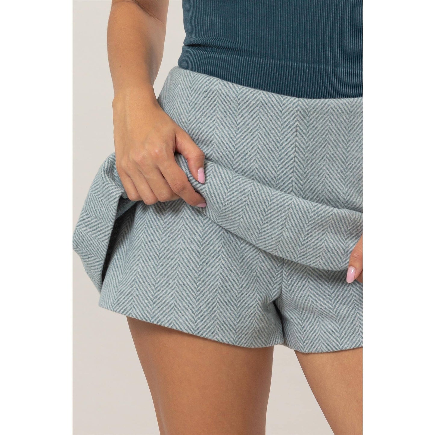 Amiri Herringbone Pleated Skort