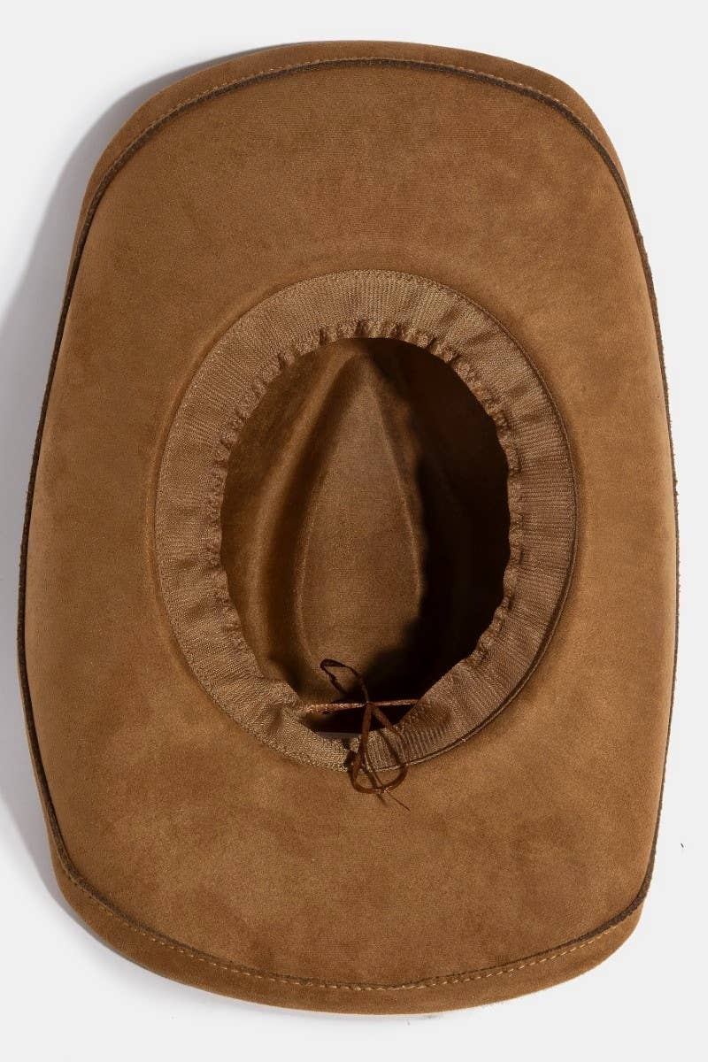 Braided Strap Suede Cowboy Hat
