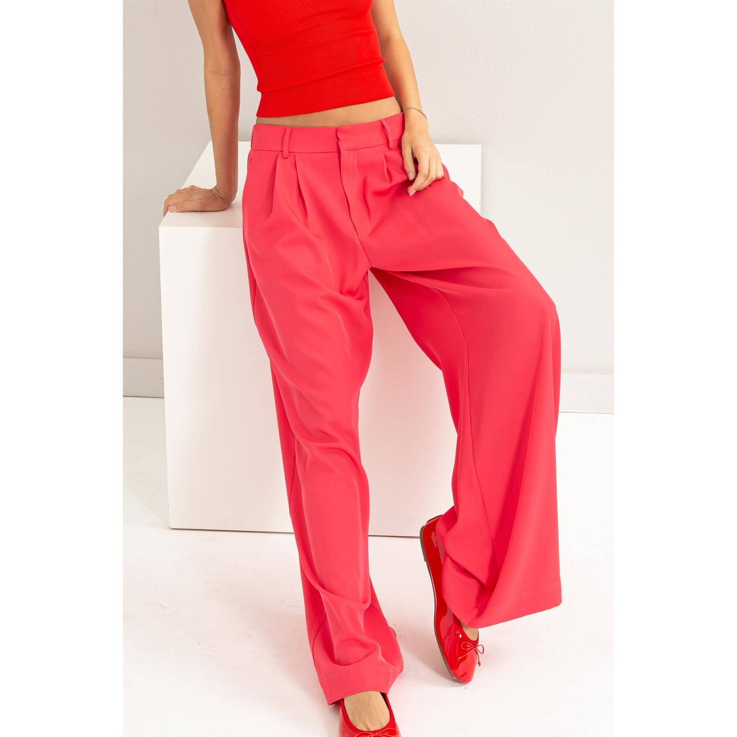 Shari High-Waist Pleated Pants