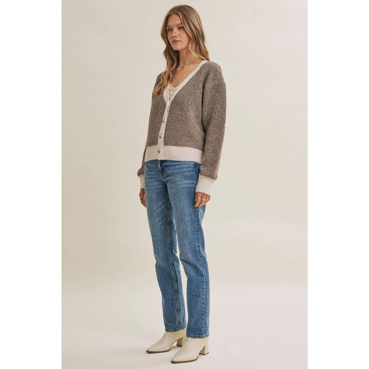 Boucle Button-Down Cardigan