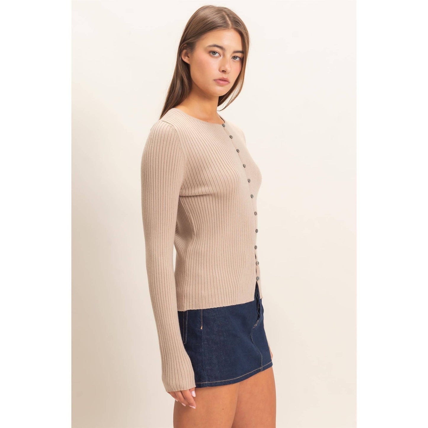 Blake Ribbed Button Front Cardigan