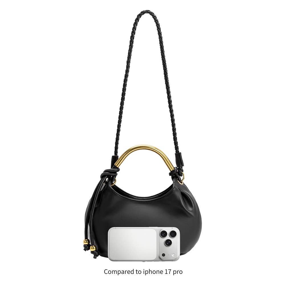 Dottie Black Vegan Leather Top Handle Bag