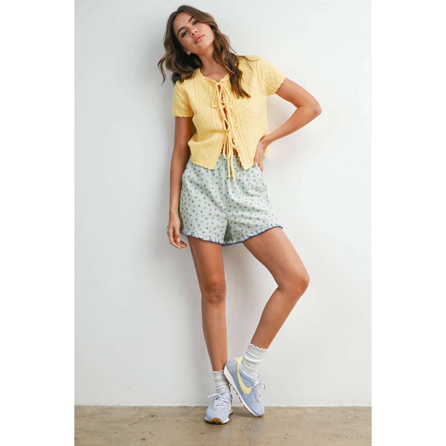 Arlet Scalloped Tie-Front Top