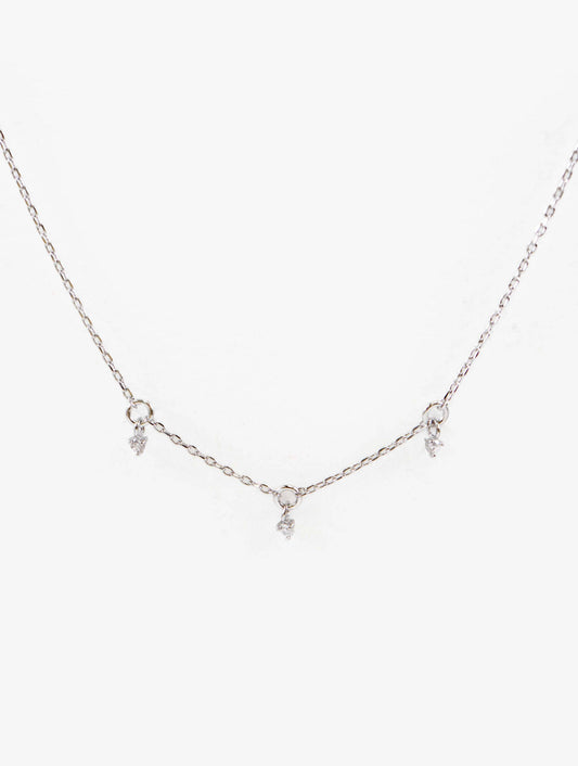 Mini Three Charm Necklace | Silver