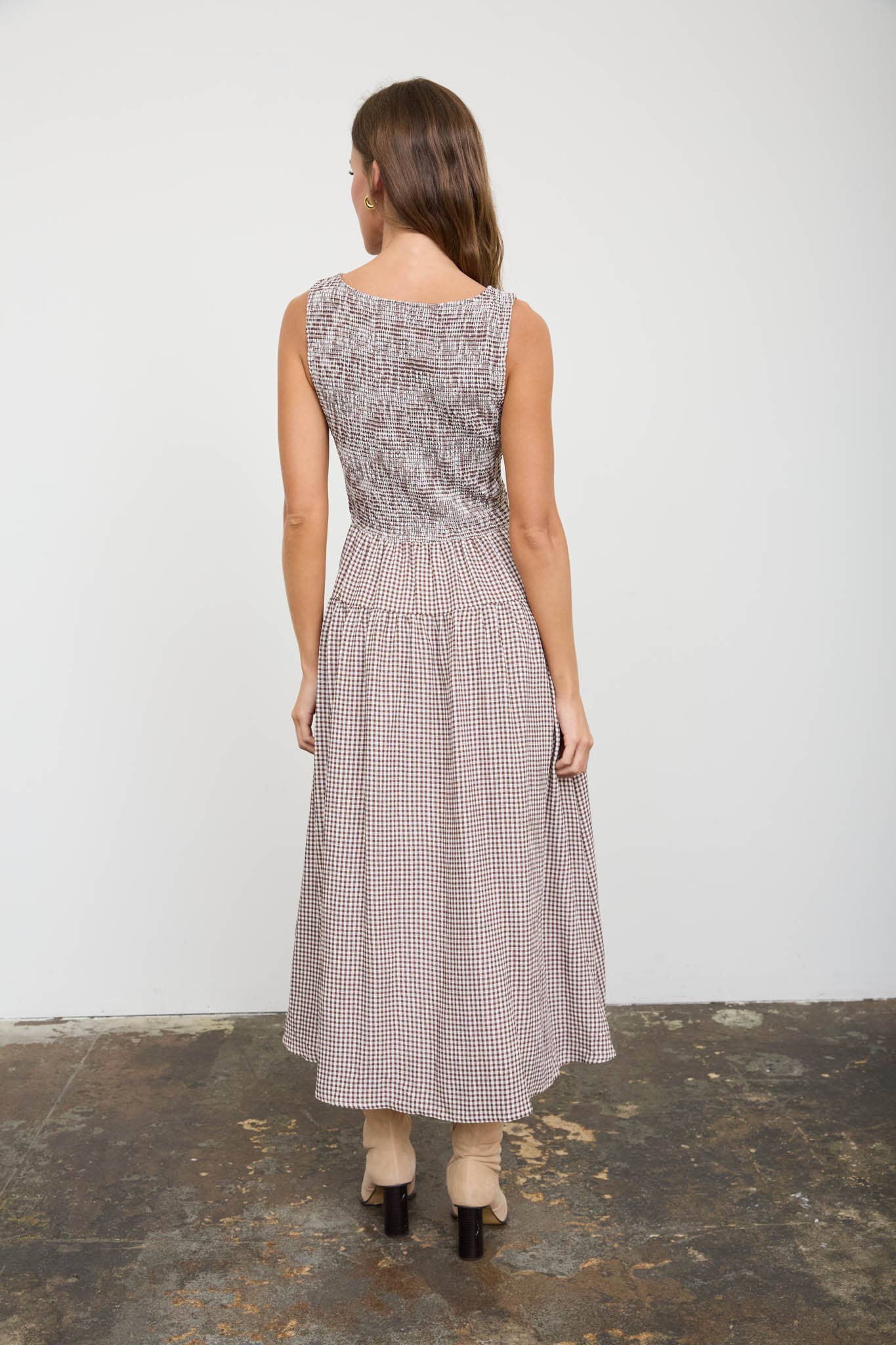 Gingham Tiered Midi Dress