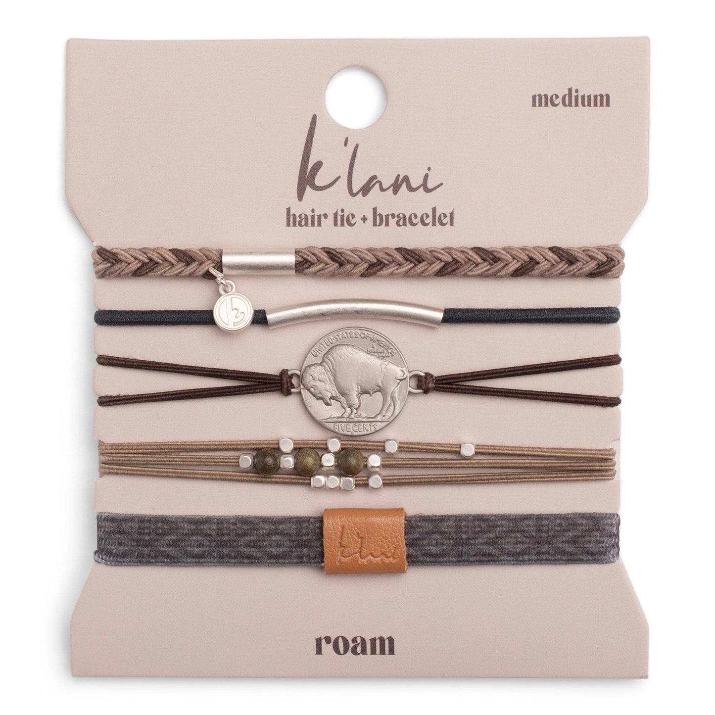 "Roam" Buffalo Charm Hair Tie Bracelets