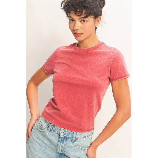 Mineral Washed Short Sleeve Top