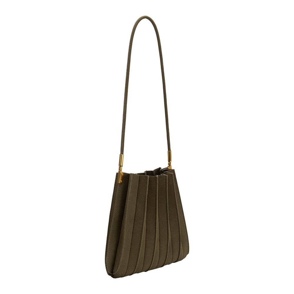 Carrie Olive Suede Shoulder Bag