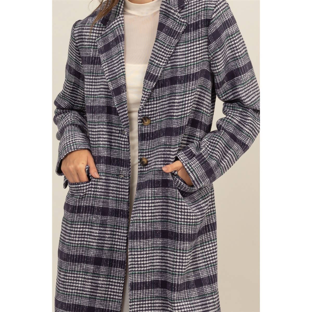 Kyleigh Plaid Long Coat