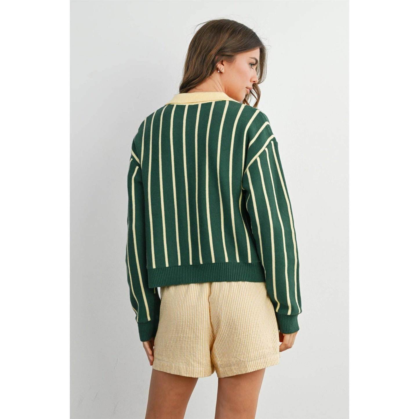 Aria Collared Striped Polo Sweater