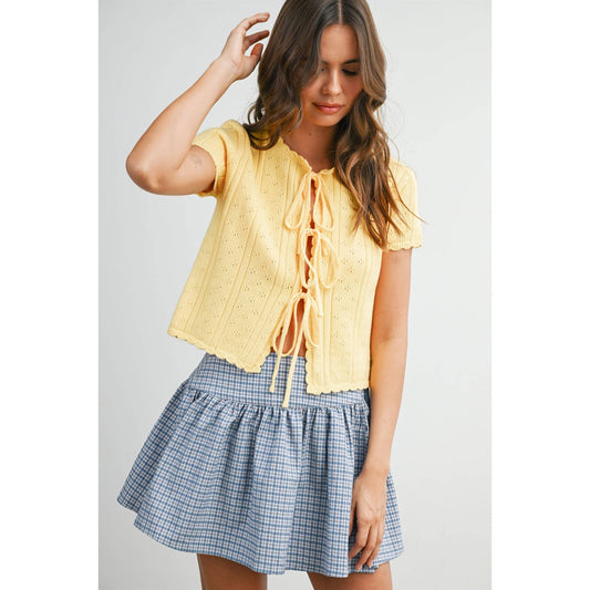 Arlet Scalloped Tie-Front Top