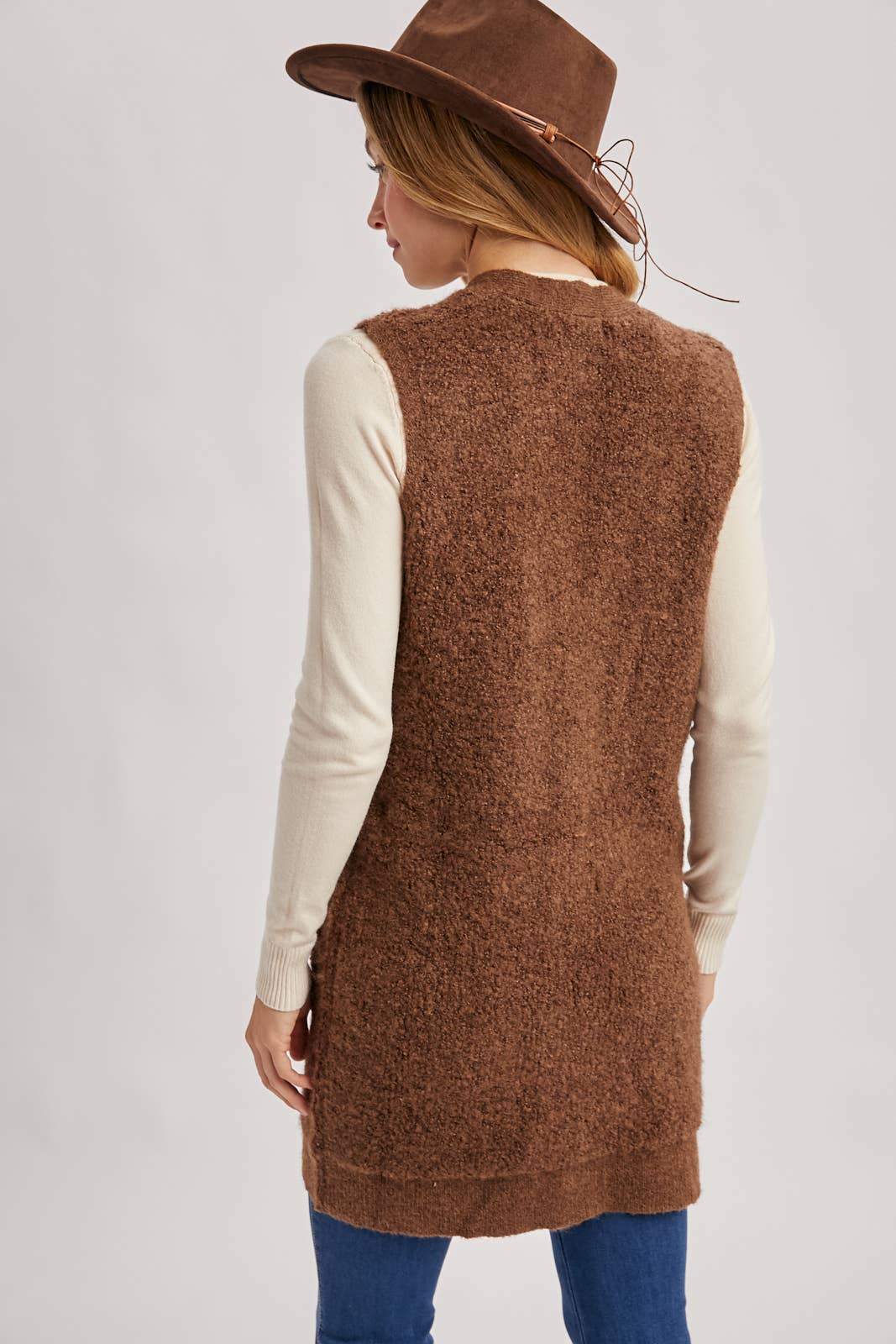 Teddy Knit Long Lined Vest