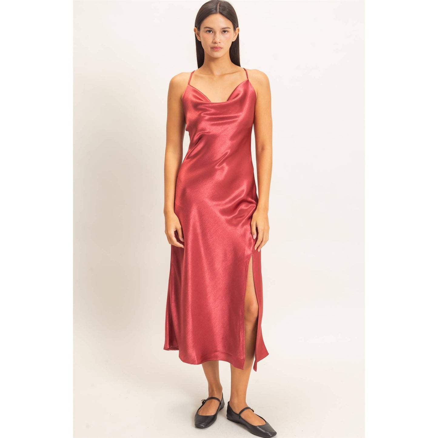 Lucy Cowl Neck Satin Slip Dress