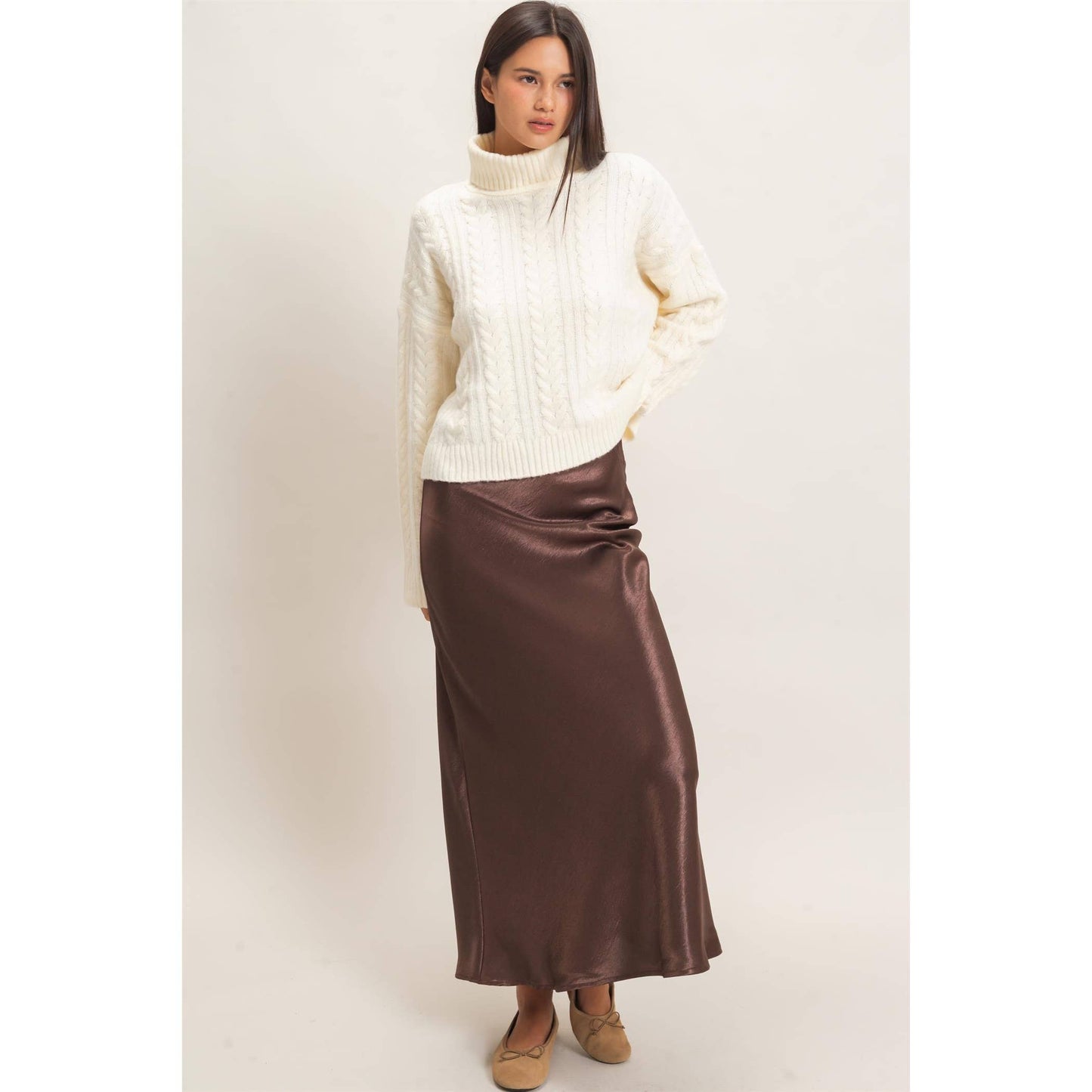 Gianna Satin Midi Skirt