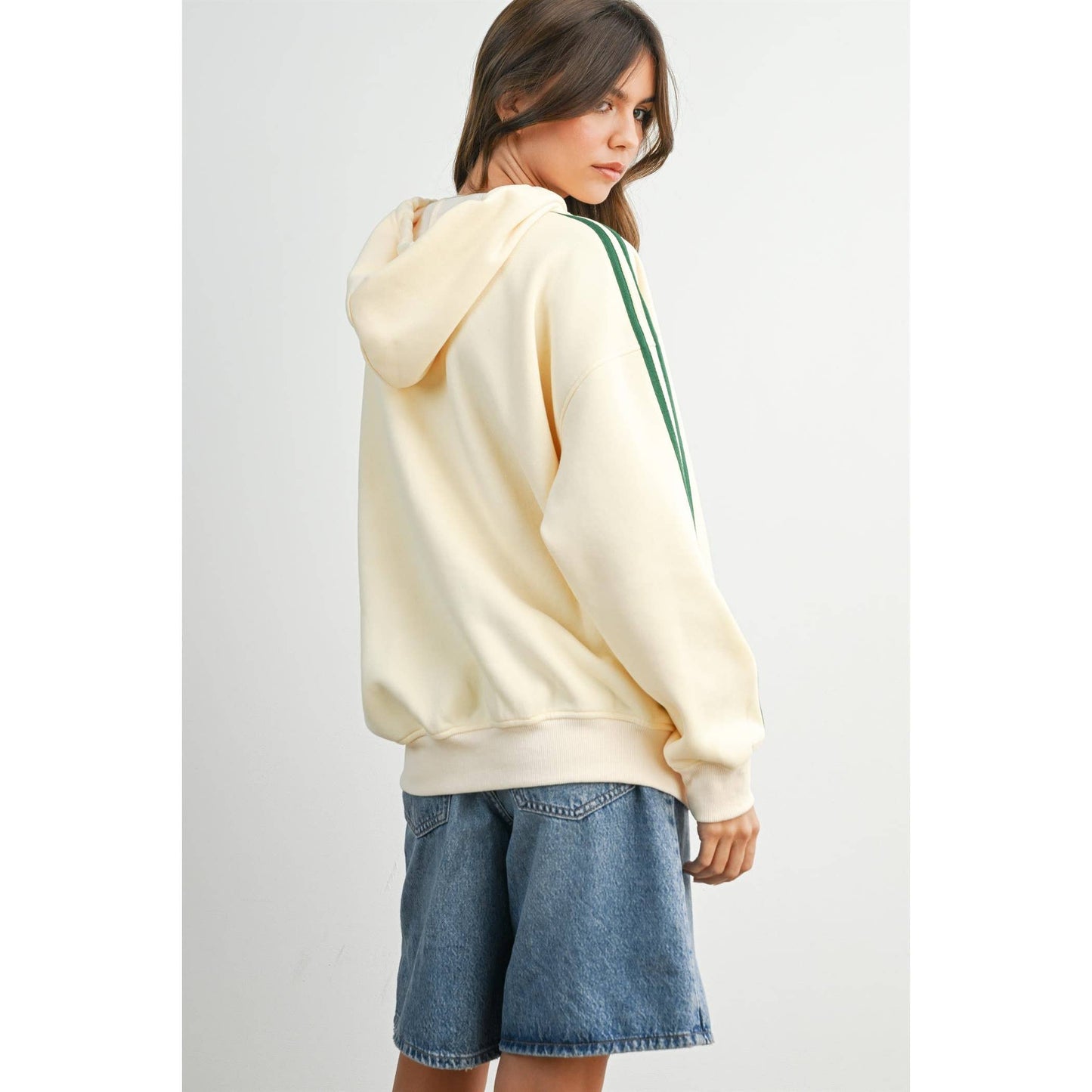 Winnie Contrast Striped  Drawstring Hoodie