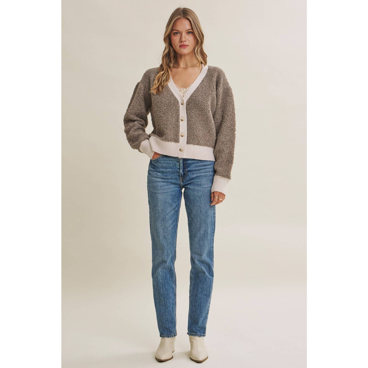 Boucle Button-Down Cardigan