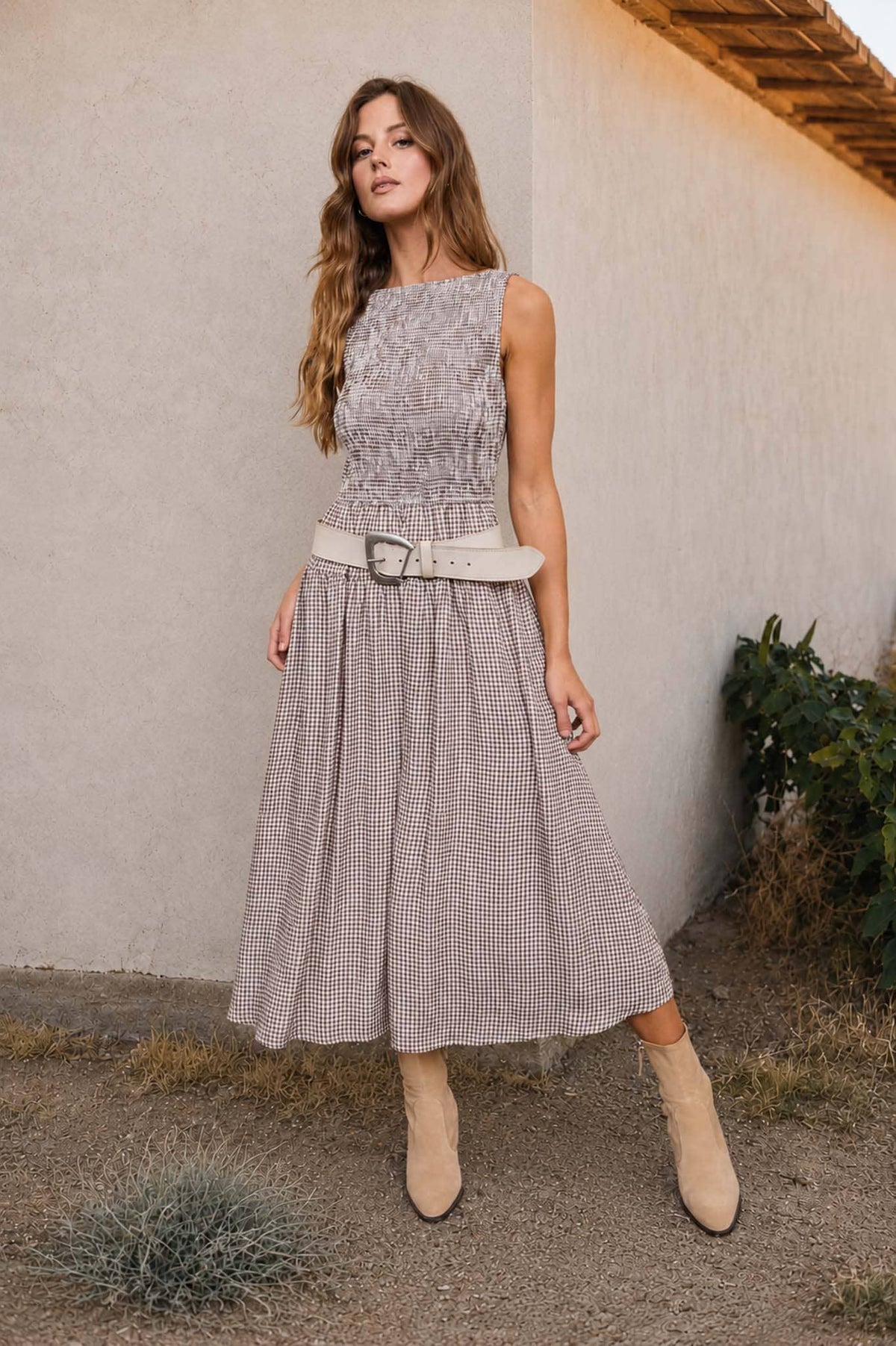 Gingham Midi Dress