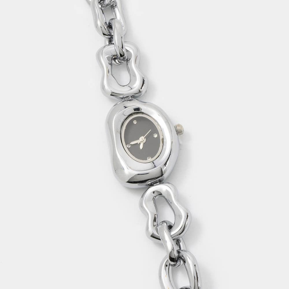 Oval Case Organic Link Chain Bracelet Watch