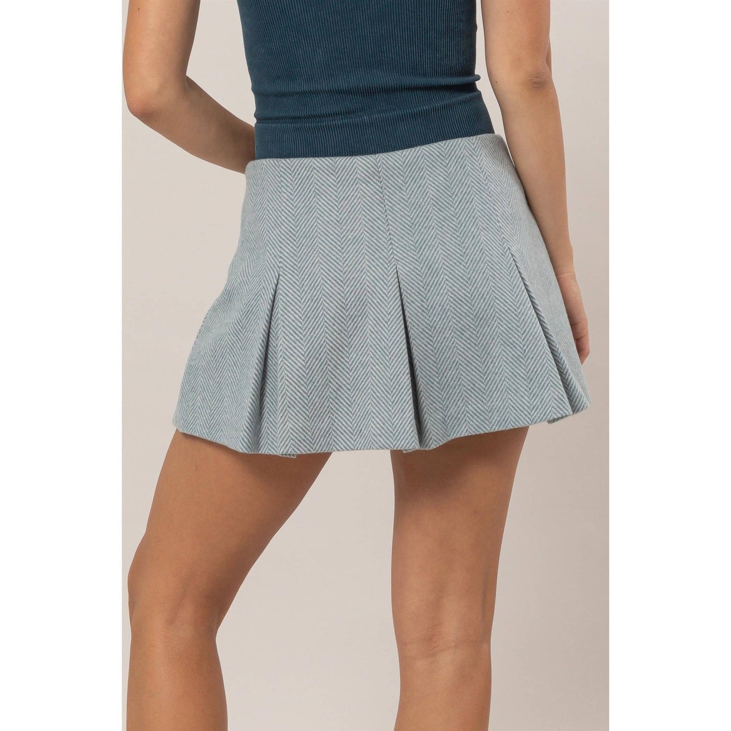 Amiri Herringbone Pleated Skort