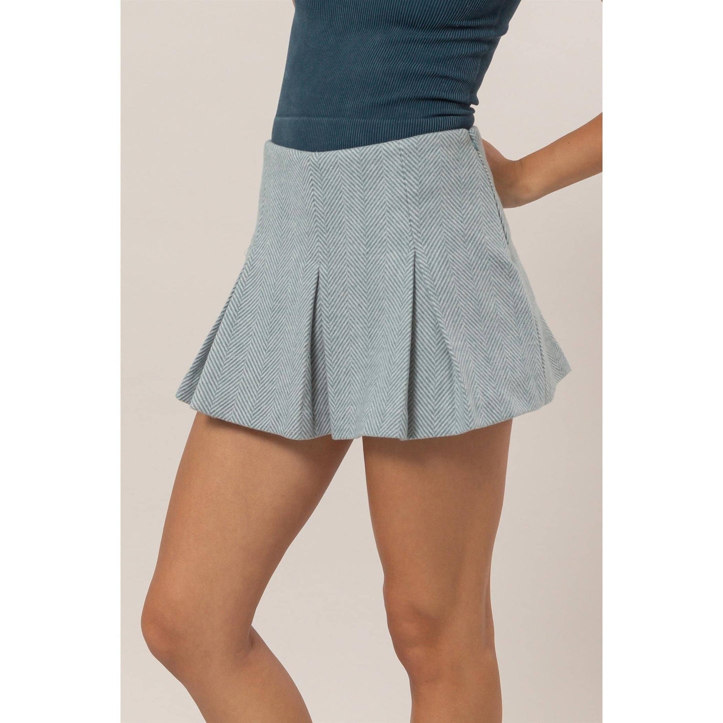 Amiri Herringbone Pleated Skort