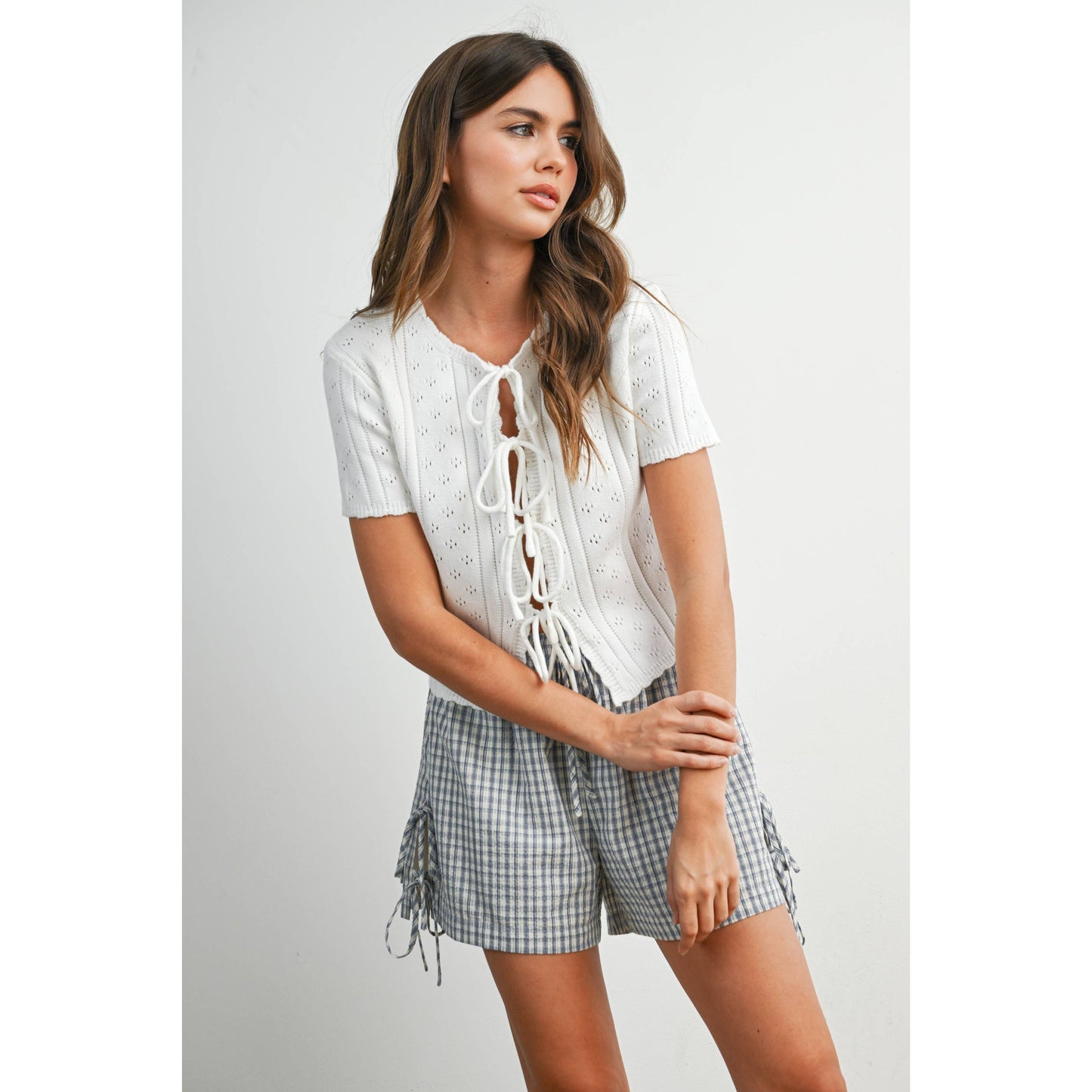 Juliet Scalloped Tie-Front Top
