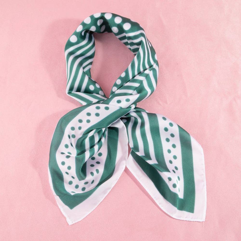 Polka Dot Concentric Square Print Satin Scarf