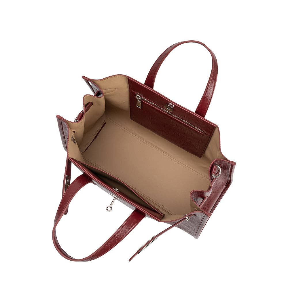 Sutton Burgundy Recycled Vegan Leather Tote Bag