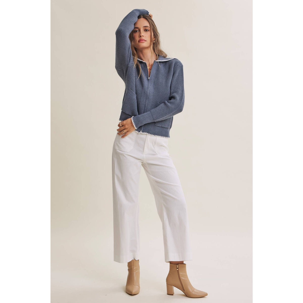 Benson Waffle Knit Zip-Up