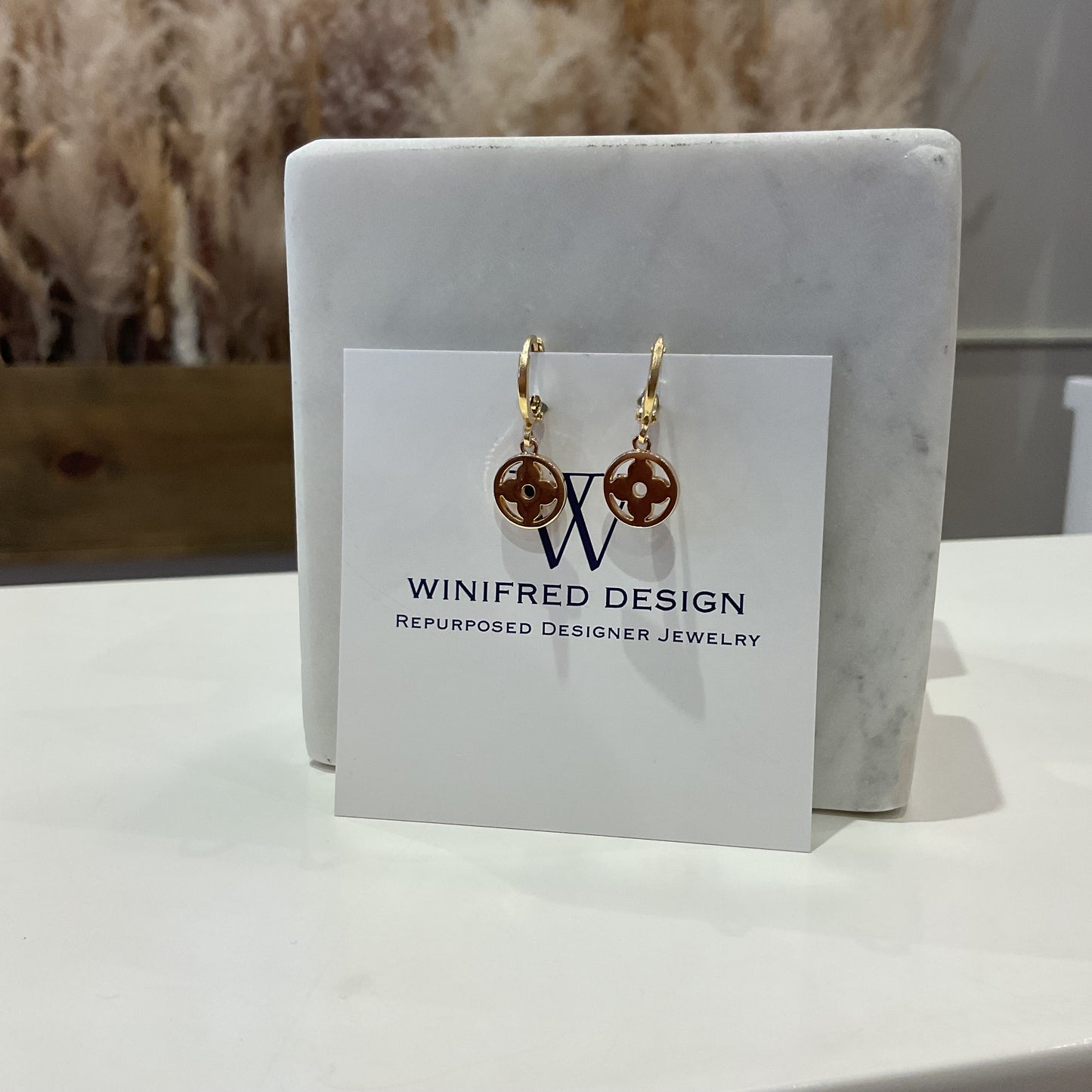 LV Gold Mini Circle Flower Huggie