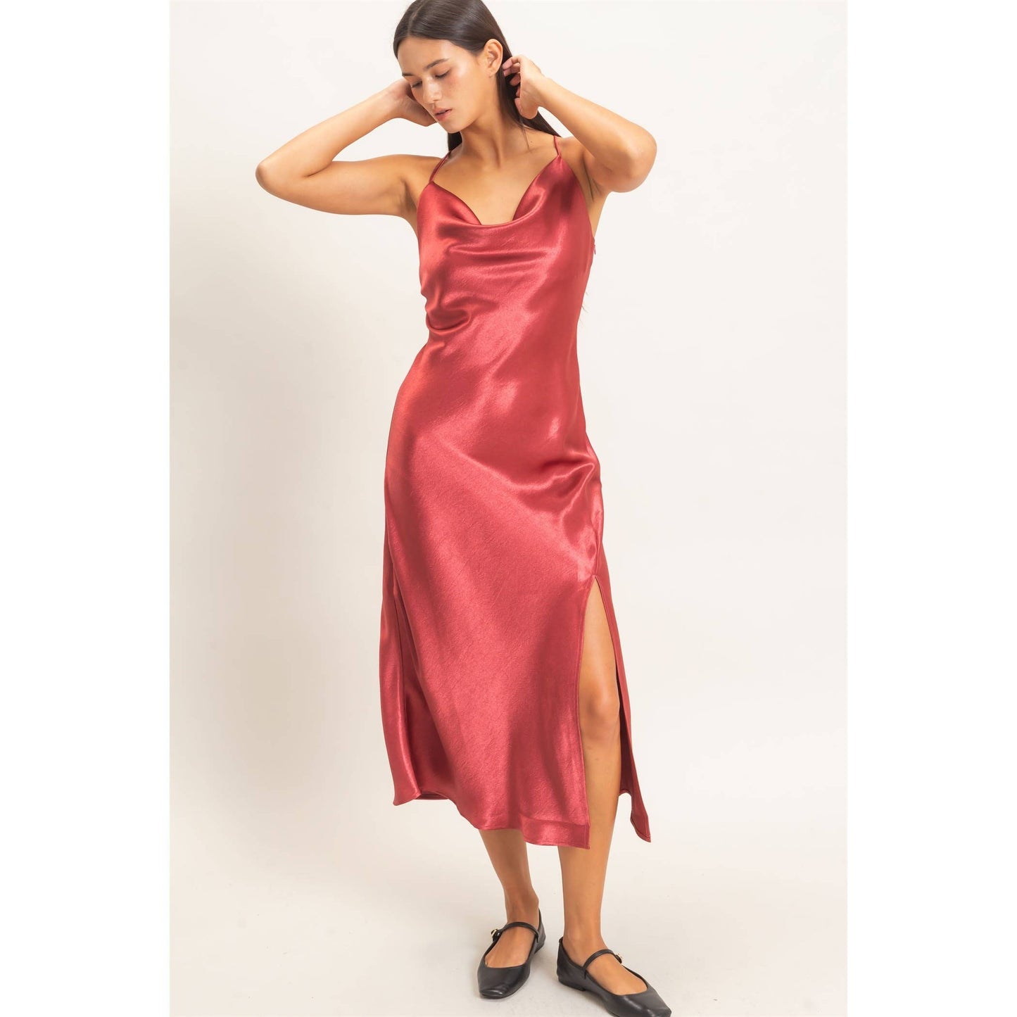 Lucy Cowl Neck Satin Slip Dress