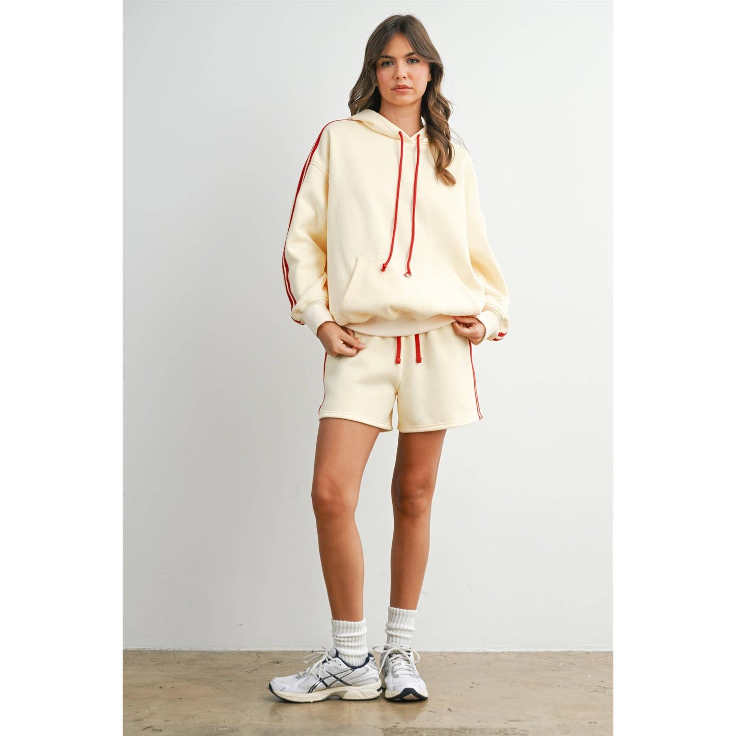 Winnie Contrast Striped  Drawstring Hoodie
