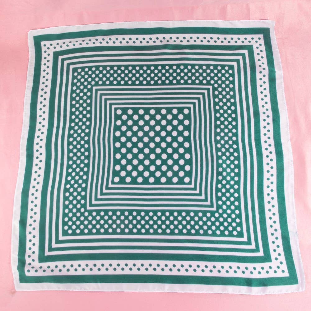 Polka Dot Concentric Square Print Satin Scarf