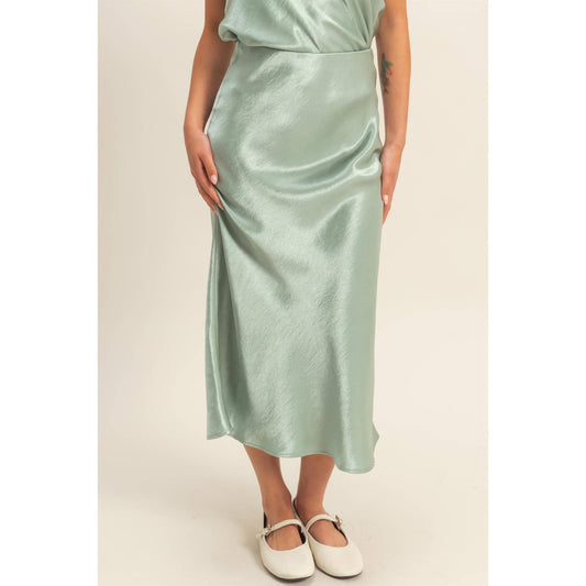 Ellen Satin A-Line Midi Skirt