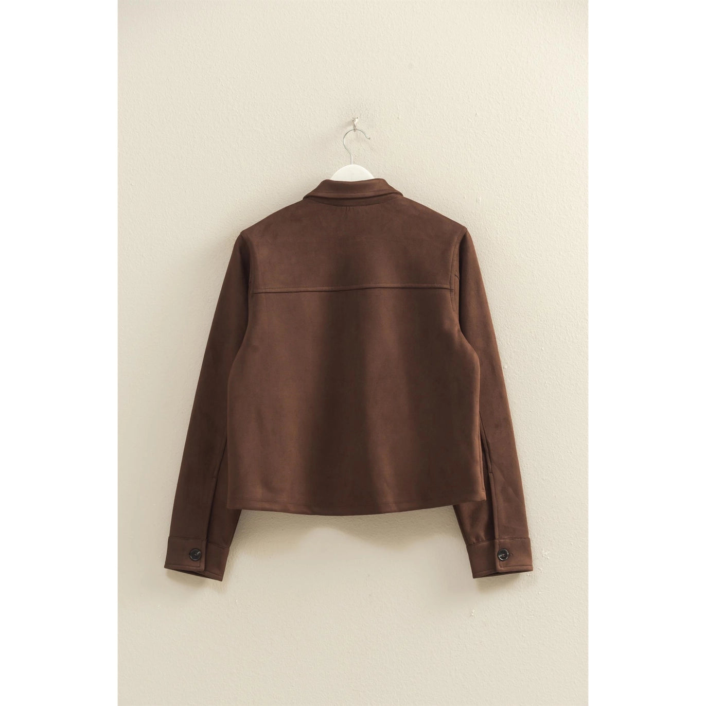 Karena Button-Front Tailored Suede Jacket