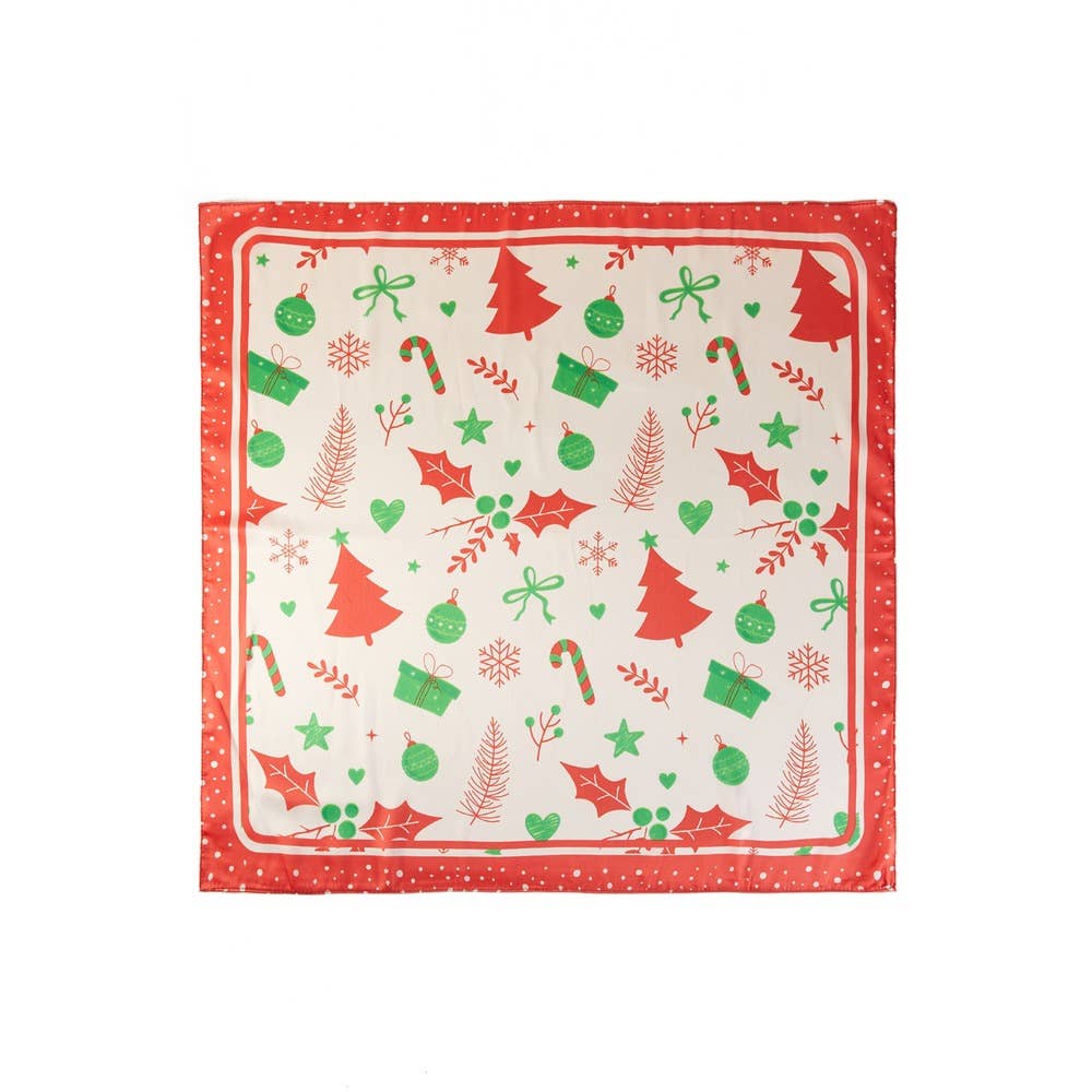 Holly And Ornament Christmas Square Scarf